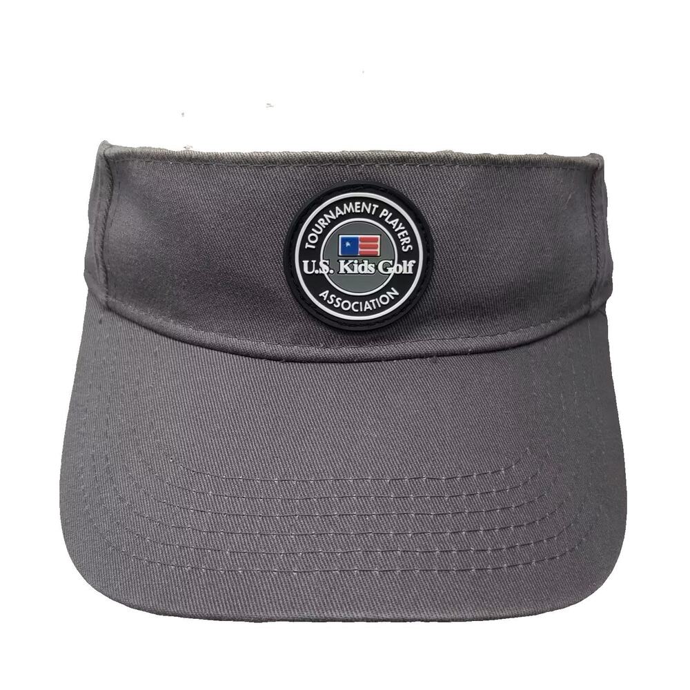 U.S. Kids Golf Visor Gray White OS Caddie Embroidered Adjustable Strapback Hat